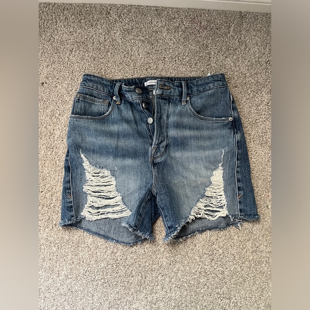 Good American ripped jeans shorts.